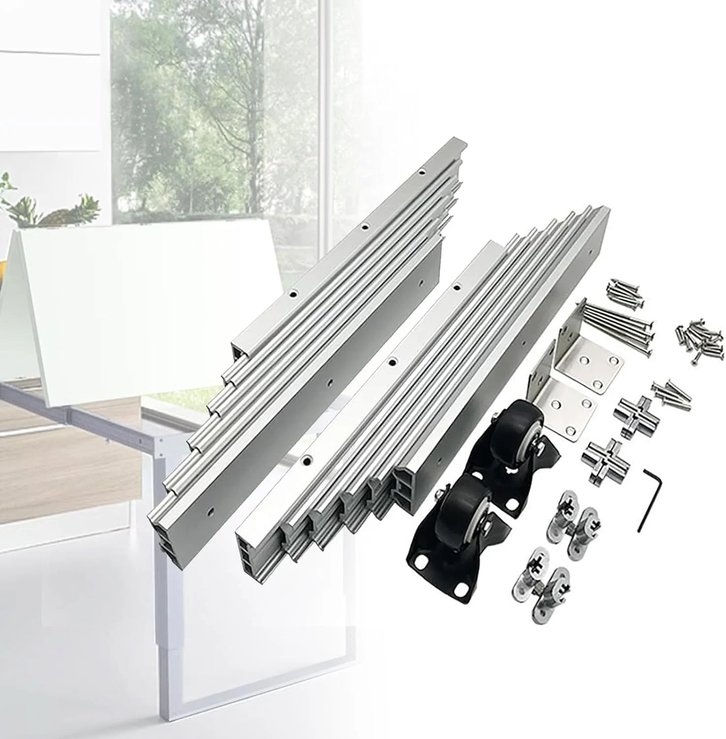 ریل میز ناهارخوری کشویی، لولا ریل راهنمای میز کابینت تلسکوپی، لوازم جانبی سخت افزاری خانگی برای میز مخفی، میز آشپزخانه، 1450 میلی متر