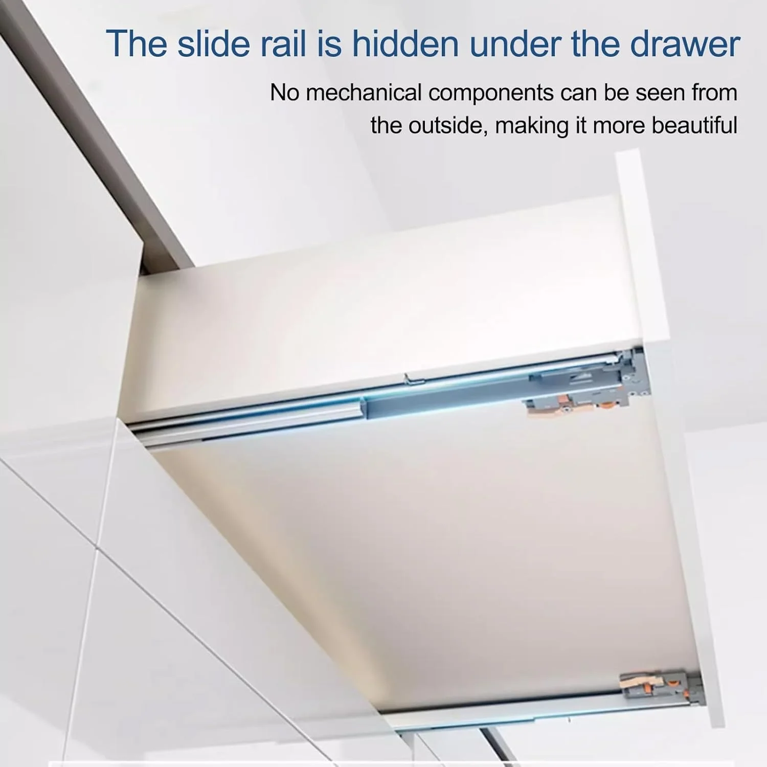 ریل کشو آرام بند - یک جفت ریل مخفی کابینت آشپزخانه با حرکت کامل، ریل های کشویی پنهان با ظرفیت 45 کیلوگرم (40 سانتی متر / 16 اینچ) برای عملکرد روان