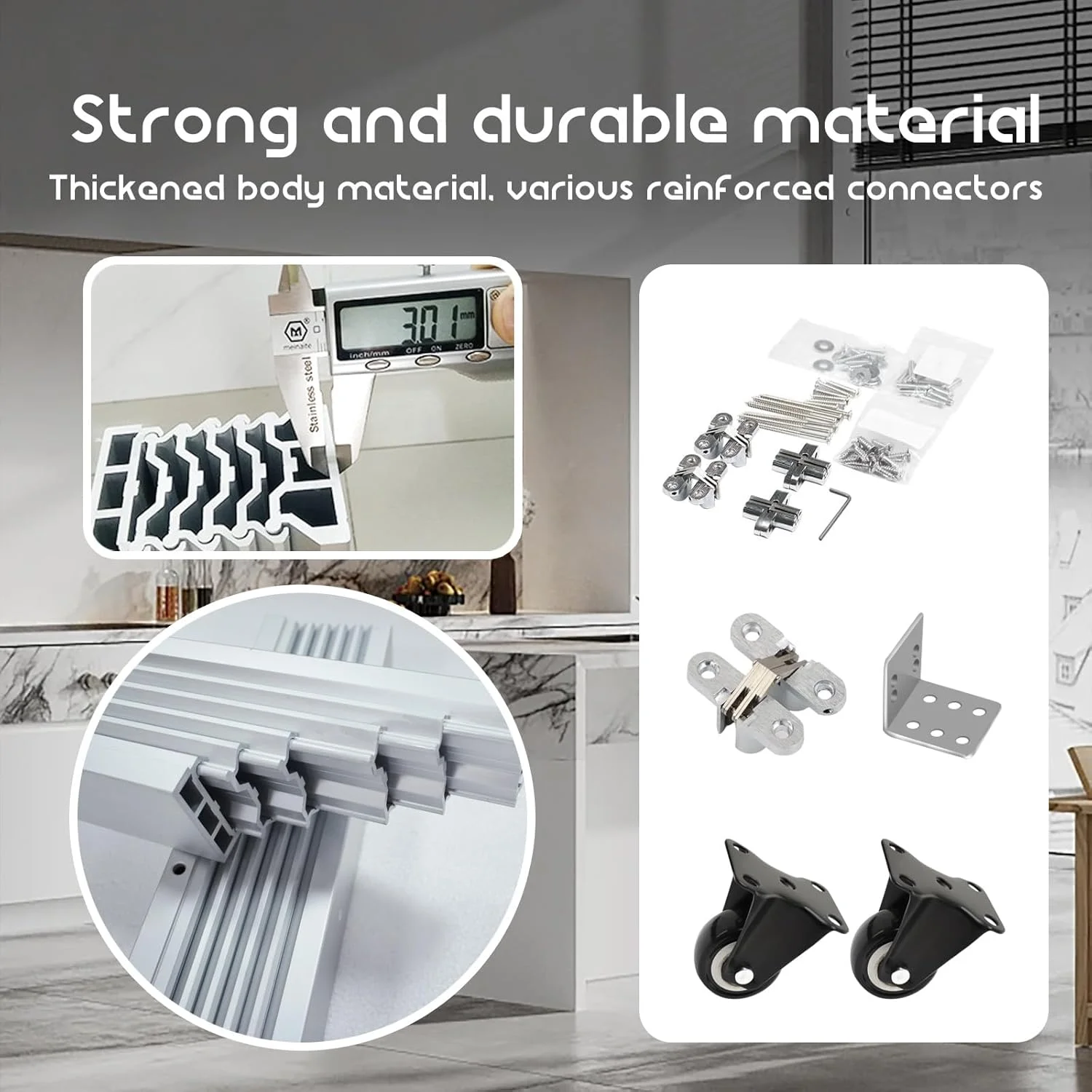 ریل کشویی میز ناهارخوری بلبرینگ با قابلیت باز شدن کامل به همراه چرخ‌های بی‌صدا مناسب برای کمد دیواری اتاق خواب، 1270 میلی‌متر