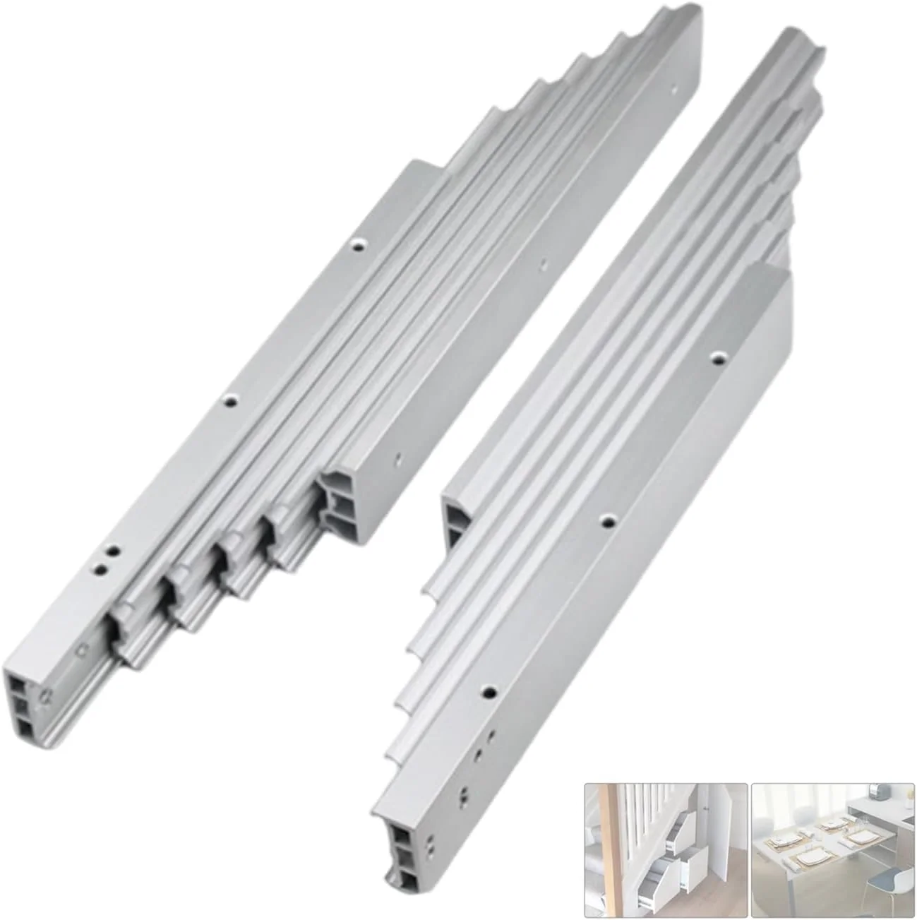 Countertop Extension Slide with Silent Wheels Aluminum Telescopic Cabinet Table Guide Rail, Concealed Table Desk Kitchen Countertop for Table Kitchen Countertop,1450mm