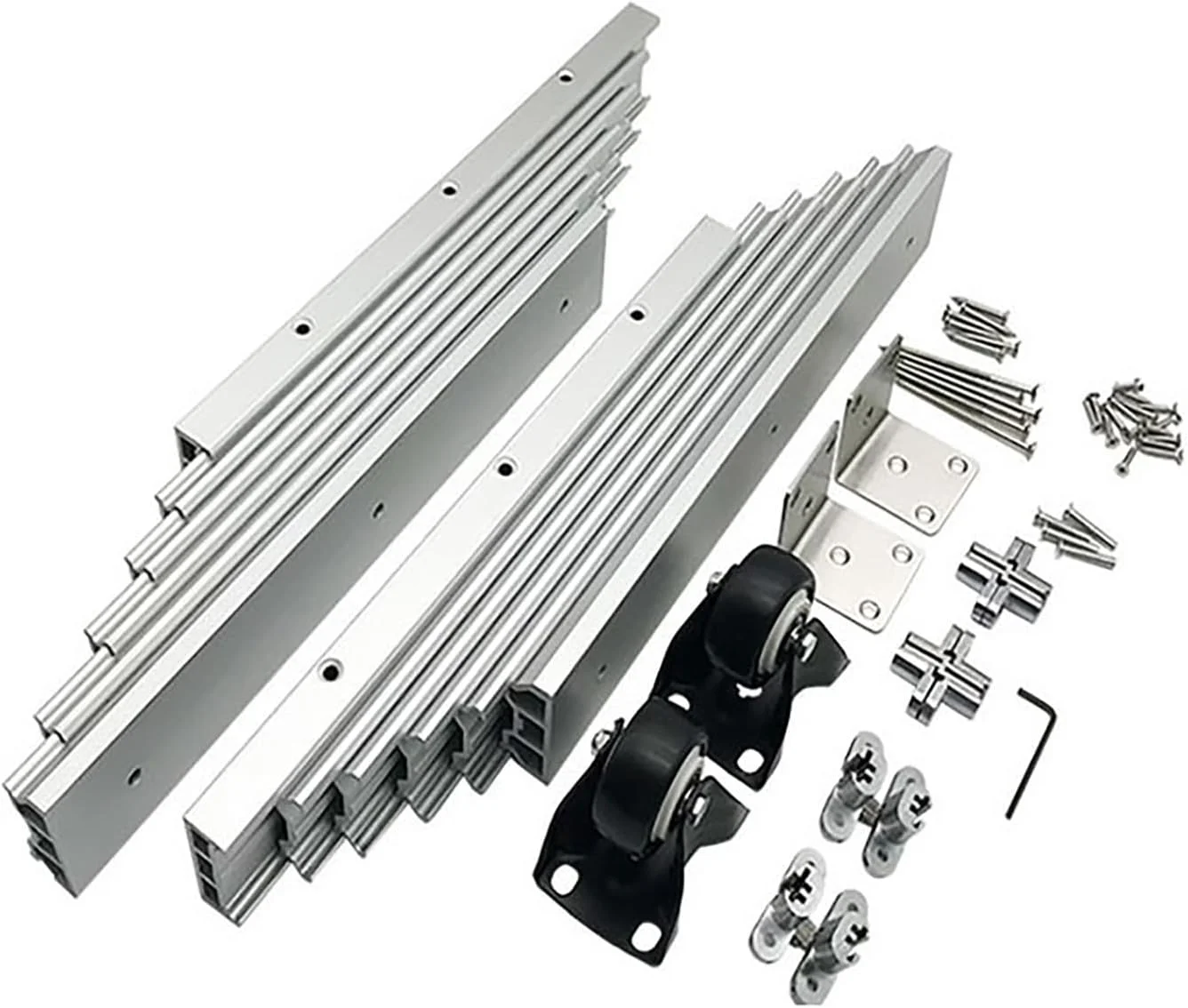 ریل کشو با حرکت کامل و مکانیزم آرام بند، ریل های ضخیم نصب شده در کنار با چرخ های بی صدا برای میز، آشپزخانه، پیشخوان، 1270 میلی متر