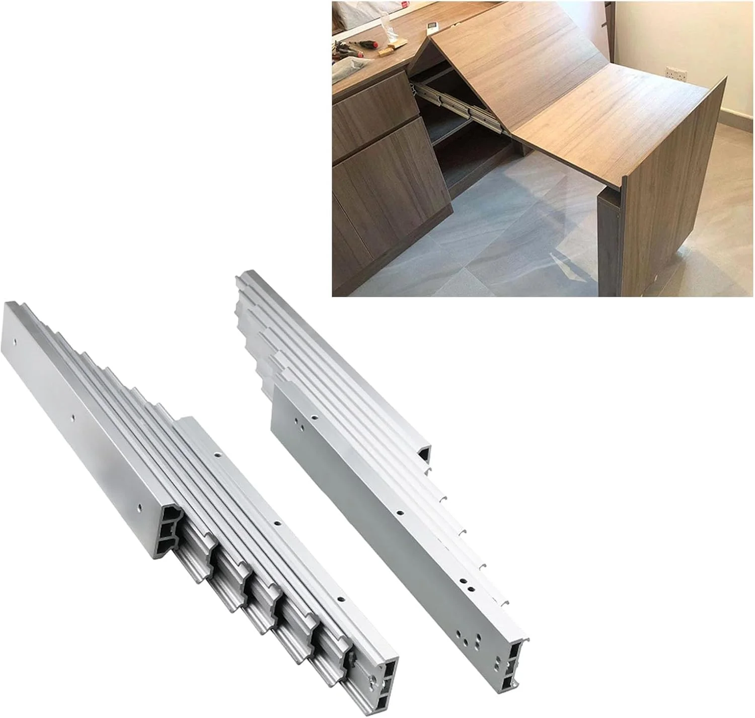 ریل کشو با باز شدن کامل، مناسب برای کشوهای مخفی کابینت آشپزخانه، ریل‌های میز با ظرفیت 80 کیلوگرم، مناسب برای میز، کانتر آشپزخانه، 1450 میلی‌متر