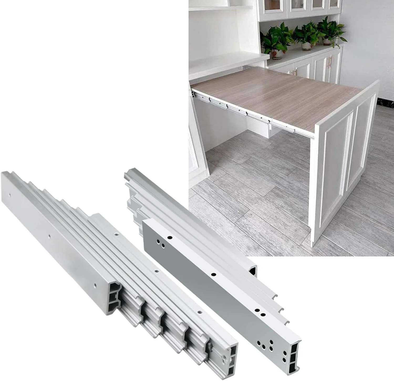 ریل های کشویی فلزی سنگین کابینت با قابلیت باز شدن کامل برای میزهای مخفی، میز کار، پیشخوان آشپزخانه، ریل های فلزی راهنما، 1270 میلی متر
