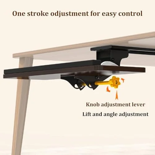 سینی کیبورد و قفسه ماوس قابل تنظیم - کشوی چرخشی کشویی زیر میزی برای دفتر و خانه مشکی 75x24 سانتی متر - صرفه جویی در فضای ارگونومیک