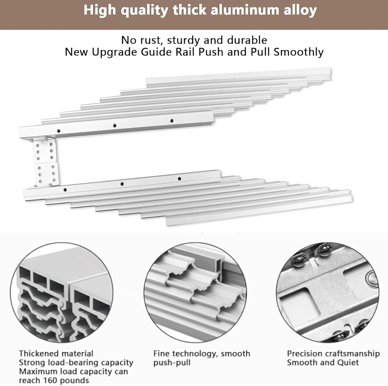 ریل کشویی کامل میز، ریل افزایش طول میز ناهارخوری با چرخ‌های بی‌صدا، سخت‌افزار کشویی تلسکوپی آلومینیومی برای میز آشپزخانه