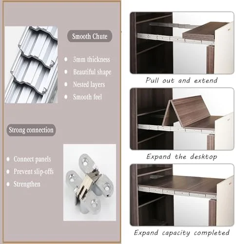 ریل کشویی میز آلومینیومی 1450 میلی متری با قابلیت باز شدن کامل، مناسب برای میزهای سنگین وزن با 2 چرخ بی صدا برای میزهای مخفی