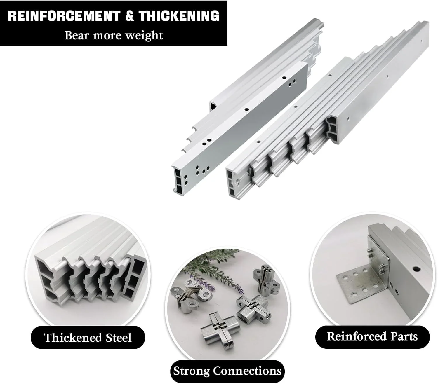 لولا و ریل کشویی تمام بازشو برای میز ناهارخوری و کانتر آشپزخانه - لوازم جانبی سخت افزاری مخفی 1270 میلی متری برای عملکرد روان ریل
