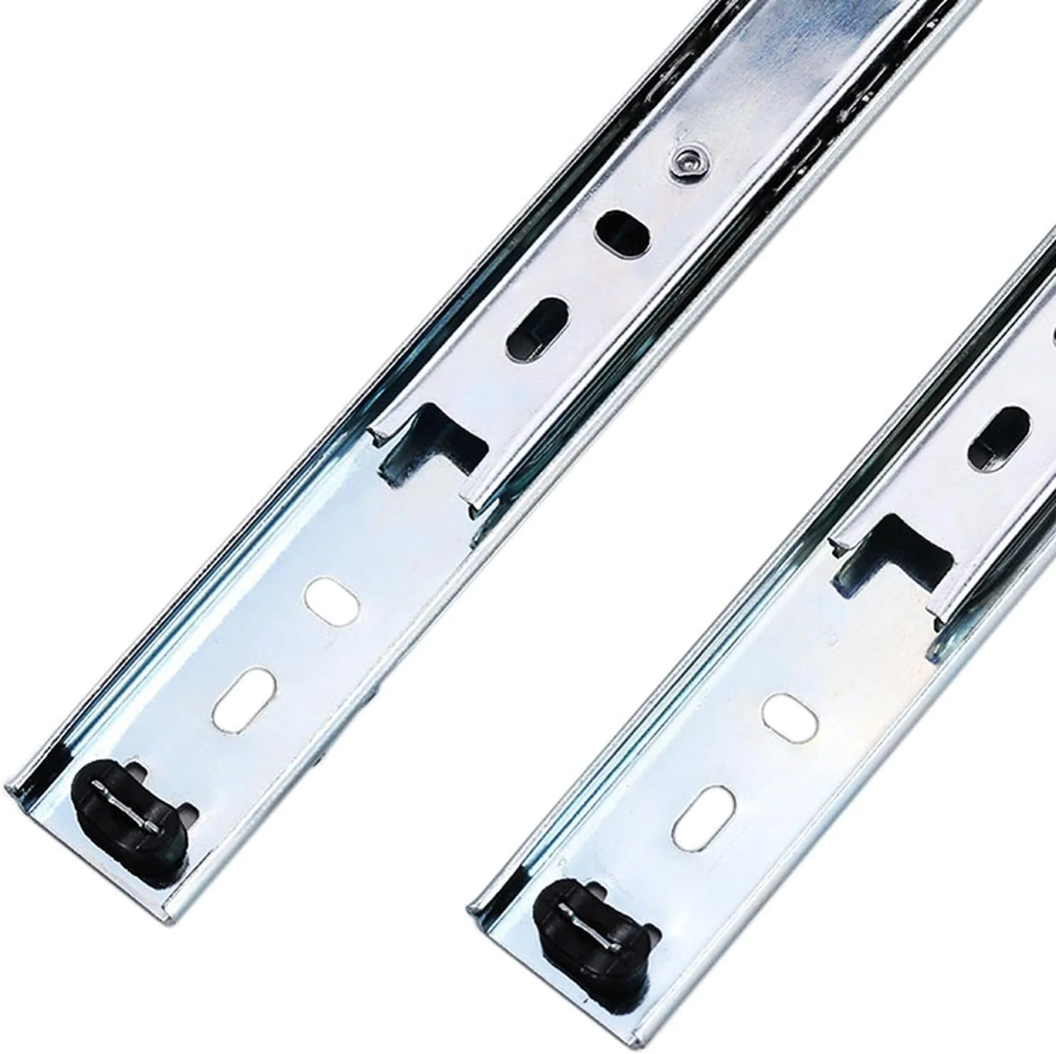 ریل کشویی سنگین 45 سانتی متری، نصب جانبی، بلبرینگ دار، دو قسمتی، فلزی، مناسب برای مبلمان، میز کنار تخت، کمد و قفسه کتاب - یک جفت 440 میلی متری