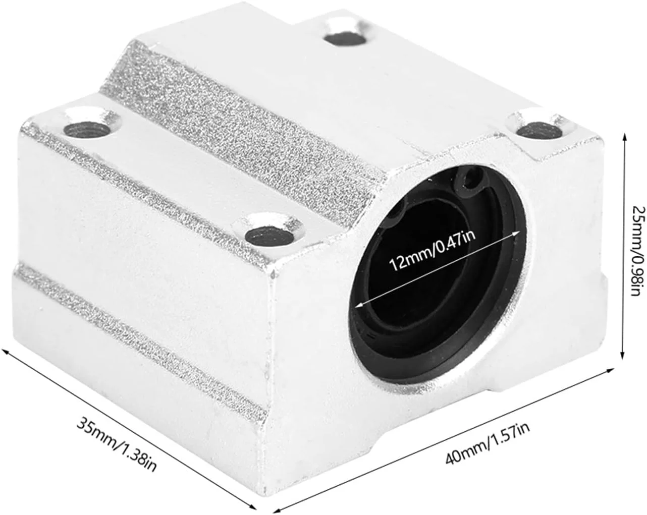 2 عدد بلوک کشویی بلبرینگ خطی SC12UU، بلوک لغزنده آلیاژ آلومینیوم بسته، عملیات اکسیداسیون سطح، عملکرد اصلی سرعت بالا، بی صدا، دقت بالا و پایین، ماشین آلات مهندسی