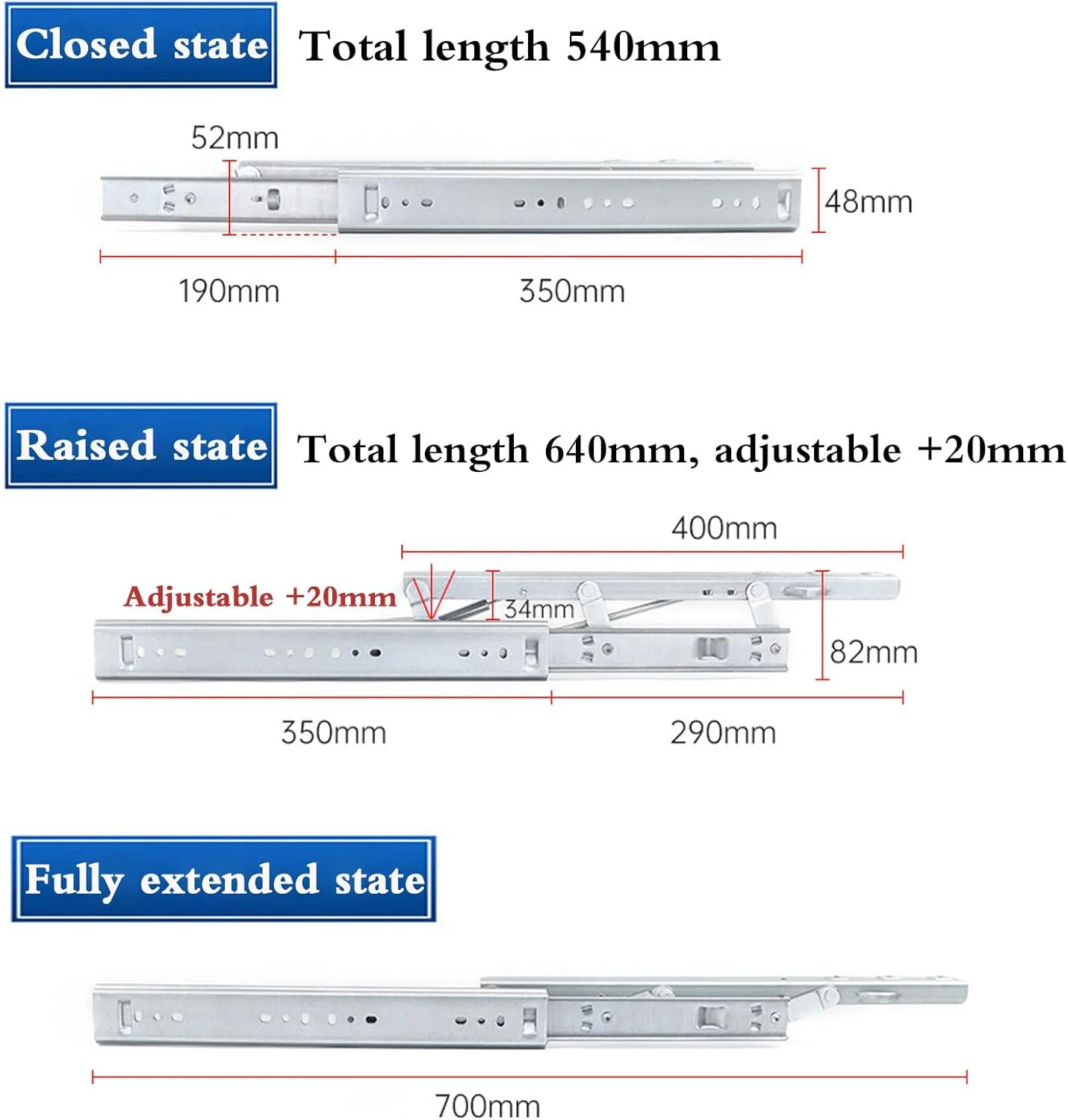 ریل های کشویی کشو با باز شدن کامل، ریل کشو کابینت آشپزخانه، لغزنده های کشو مخفی با بسته شدن نرم، نصب جانبی، مقاوم در برابر زنگ زدگی، برای کابینت آشپزخانه، کمد لباس، قفسه ها، کشوها