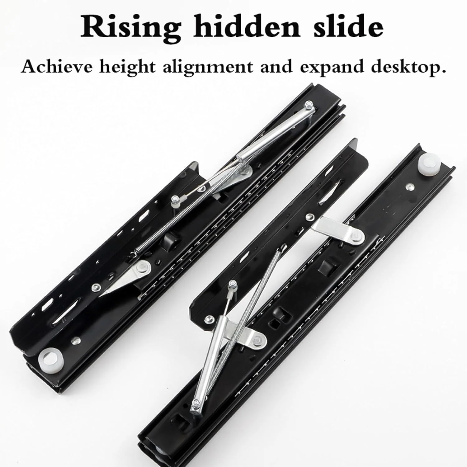 ریل کشویی افزایش طول سطح کابینت، ریل کشویی مخفی با مکانیزم آرام بند، راهنمای مسیر ریل بلبرینگ، نصب جانبی، مقاوم در برابر زنگ زدگی، برای کابینت آشپزخانه، کمد لباس، قفسه، کشو