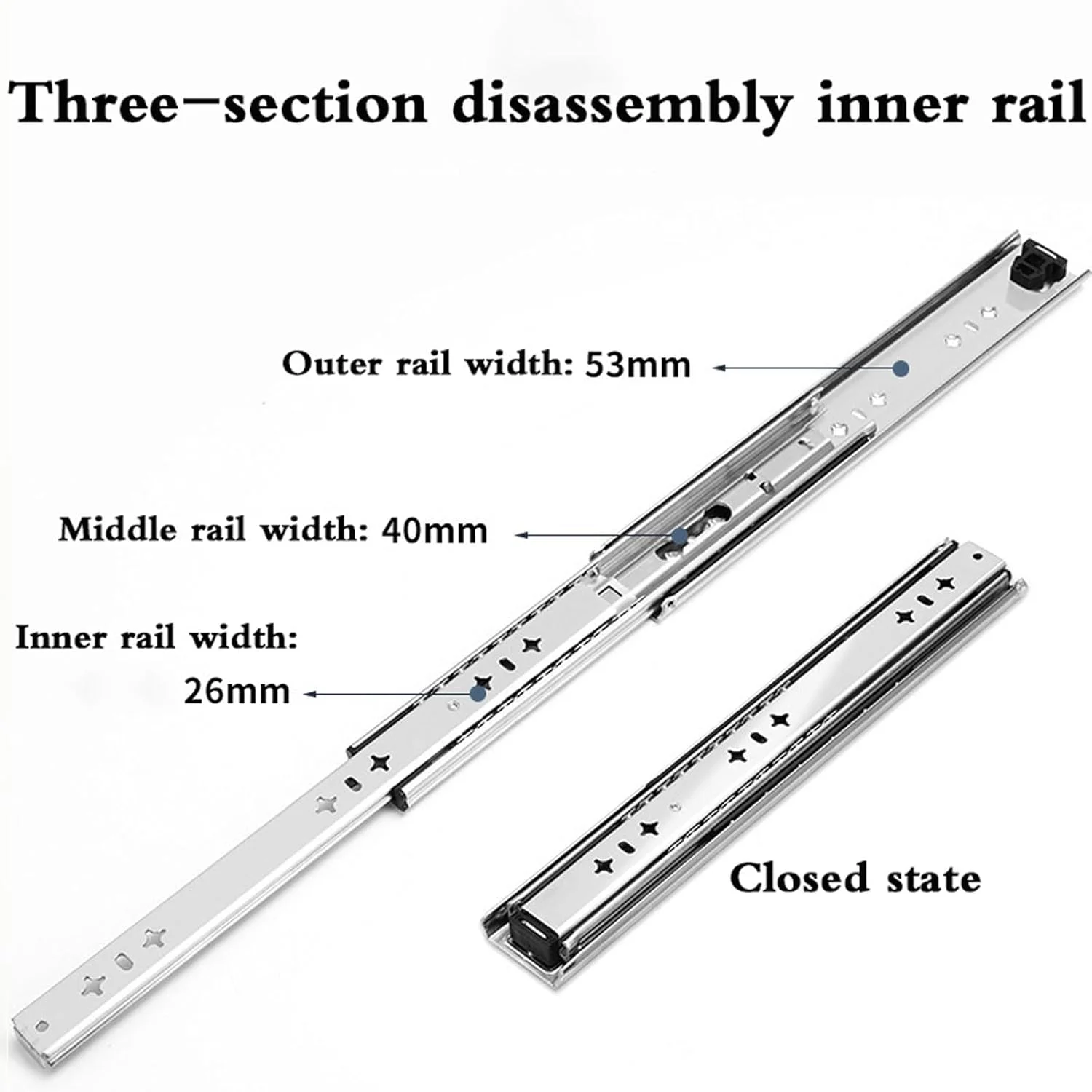 ریل کشویی سنگین، ریل کشویی بازشو فشاری، ریل کشویی کابینت آشپزخانه، بلبرینگ، مقاوم در برابر زنگ زدگی، برای کابینت آشپزخانه، کمد لباس، قفسه، کشو