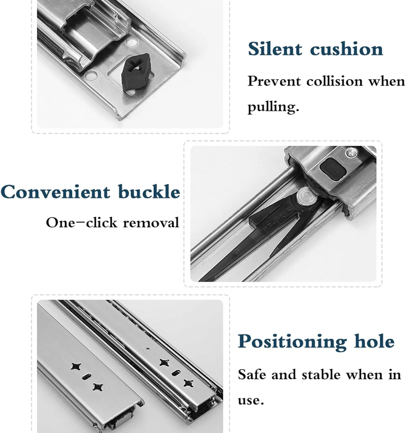ریل کشویی سنگین، ریل کشویی بازشو فشاری، ریل کشویی کابینت آشپزخانه، بلبرینگ، مقاوم در برابر زنگ زدگی، برای کابینت آشپزخانه، کمد لباس، قفسه، کشو