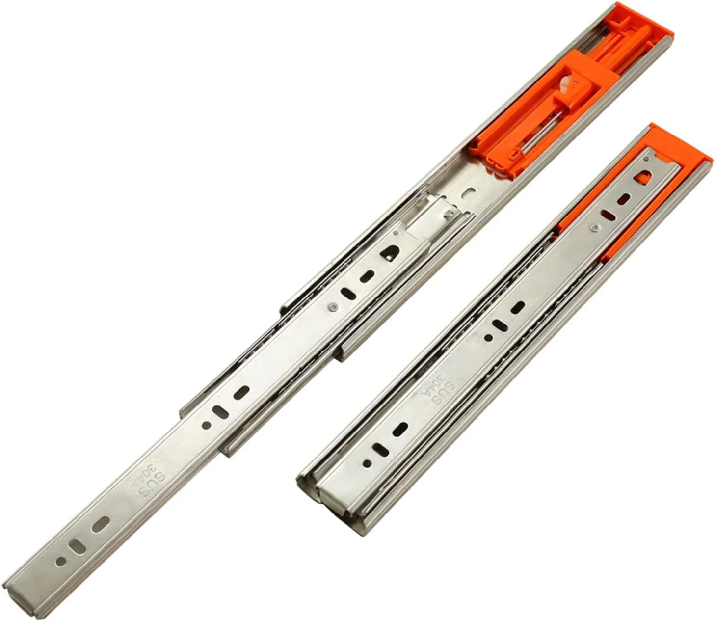 ریل کشویی برگشتی استیل ضد زنگ با بافر میرایی، ریل سه قسمتی، براکت کیبورد، ریل آشپزخانه نصب شده در کنار کابینت، 40 سانتی متر ریل کشویی برگشتی استیل ضد زنگ با بافر میرایی، ریل سه قسمتی، براکت کیبورد، ریل آشپزخانه نصب شده در کنار کابینت، 40 سانتی متر