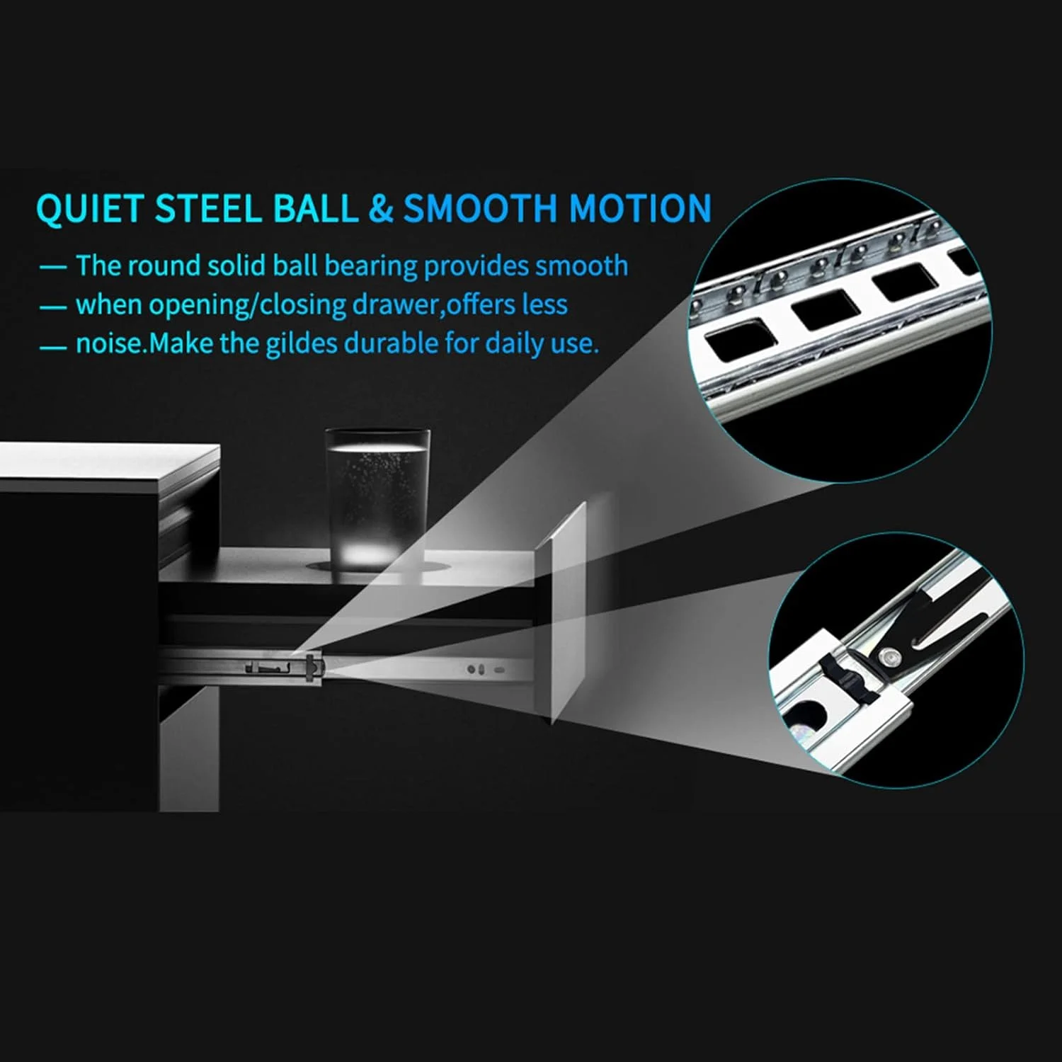 ریل کشویی کشو توپ فولادی بی صدا ریل کشویی میز قهوه ریل کشویی ضخیم شده کنار تخت کابینت کشویی کامل، 350 میلی متر