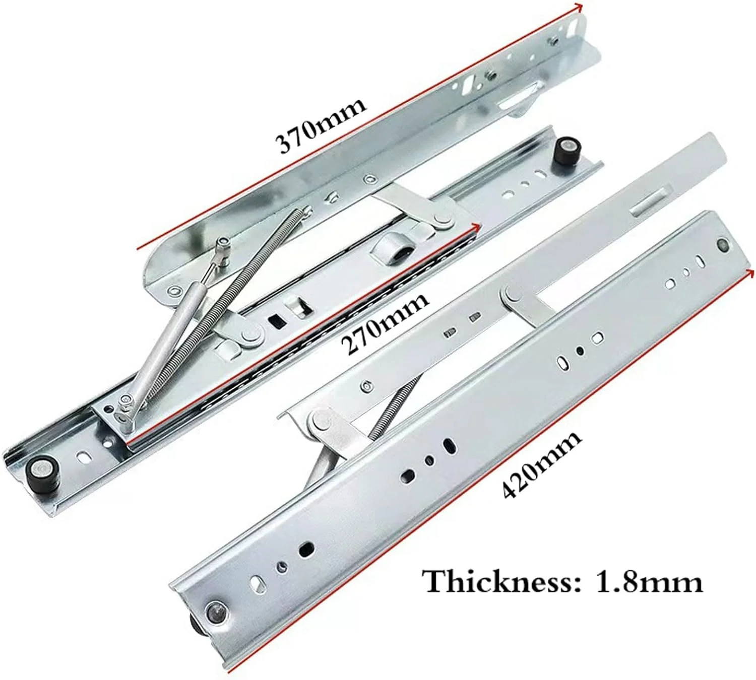 ریل کشویی افزایش طول میز، راهنمای ریل بلبرینگ، ریل کشویی سنگین وظیفه با نصب جانبی، بلبرینگ، مقاوم در برابر زنگ زدگی، برای میز تحریر، میز کار، میز ناهارخوری
