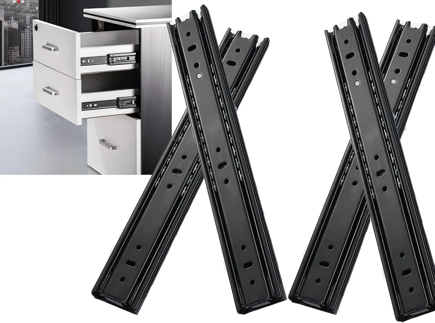 ریل کشو 12 اینچی با مکانیزم آرام بند، بلبرینگ فلزی با خروج کامل، نصب جانبی مناسب برای کشوهای کمد، کابینت پرونده، سطل زباله، کابینت آشپزخانه، ریل مشکی با ظرفیت 45 کیلوگرم (جفت) ریل کشو 12 اینچی با مکانیزم آرام بند، بلبرینگ فلزی با خروج کامل، نصب جانبی مناسب برای کشوهای کمد، کابینت پرونده، سطل زباله، کابینت آشپزخانه، ریل مشکی با ظرفیت 45 کیلوگرم (جفت)