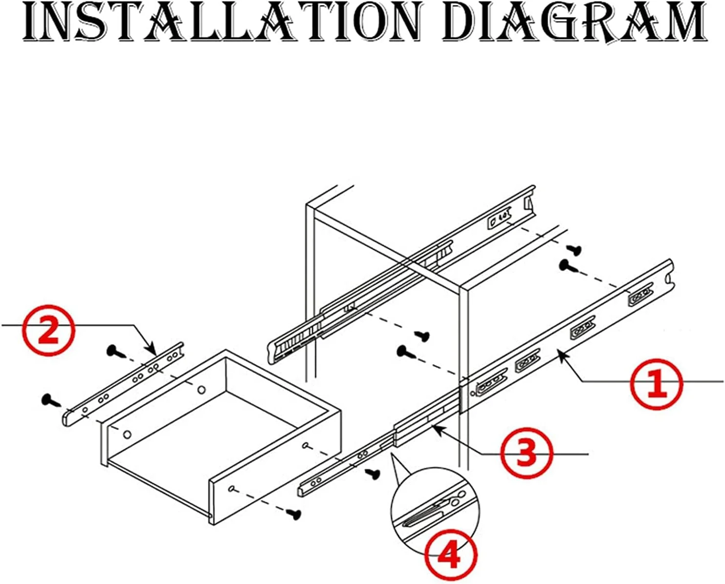 ریل کشو، راهنماهای برگشتی، دستگیره های آزاد، اسلایدهای خود الاستیک، ریل لمسی الاستیک نصب شده در کنار، مسیر توپ فولادی، ظرفیت بار 45 کیلوگرم (اندازه: 350mm/14in)