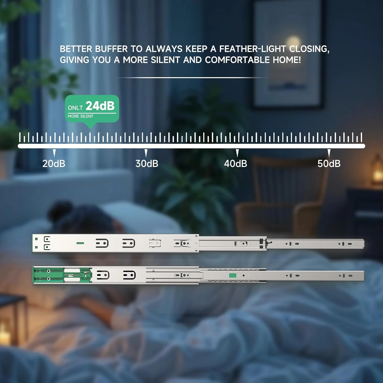 ریل کشو آرام بند هیتس 2 جفت سایز 40 سانتیمتر، بلبرینگ دار، نصب جانبی کابینت ریل کشو آرام بند هیتس 2 جفت سایز 40 سانتیمتر، بلبرینگ دار، نصب جانبی کابینت