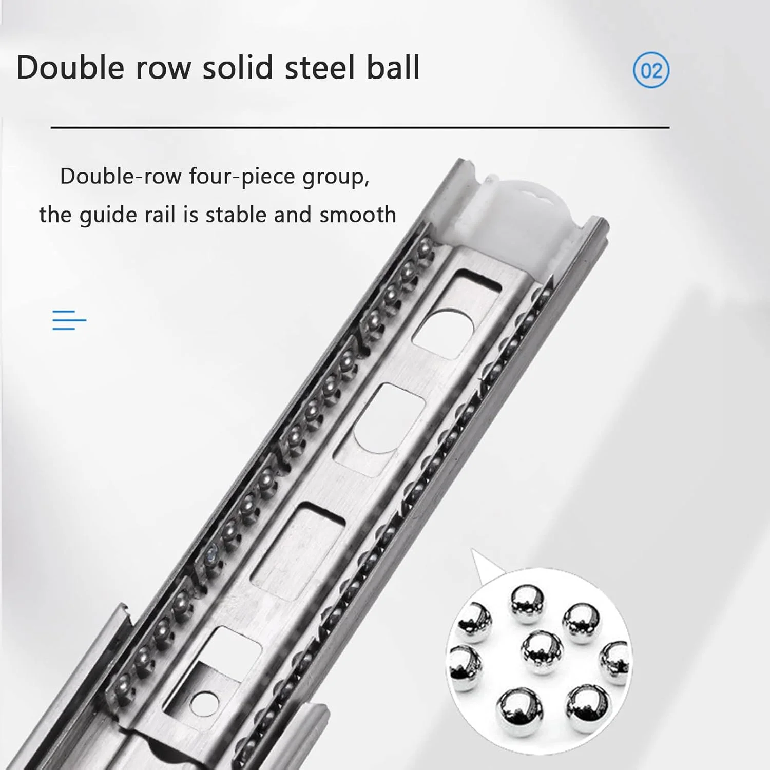 ریل کشویی سه قسمتی استیل ضد زنگ با قابلیت برگشت آرام و روان برای مبلمان، 500 میلی متر