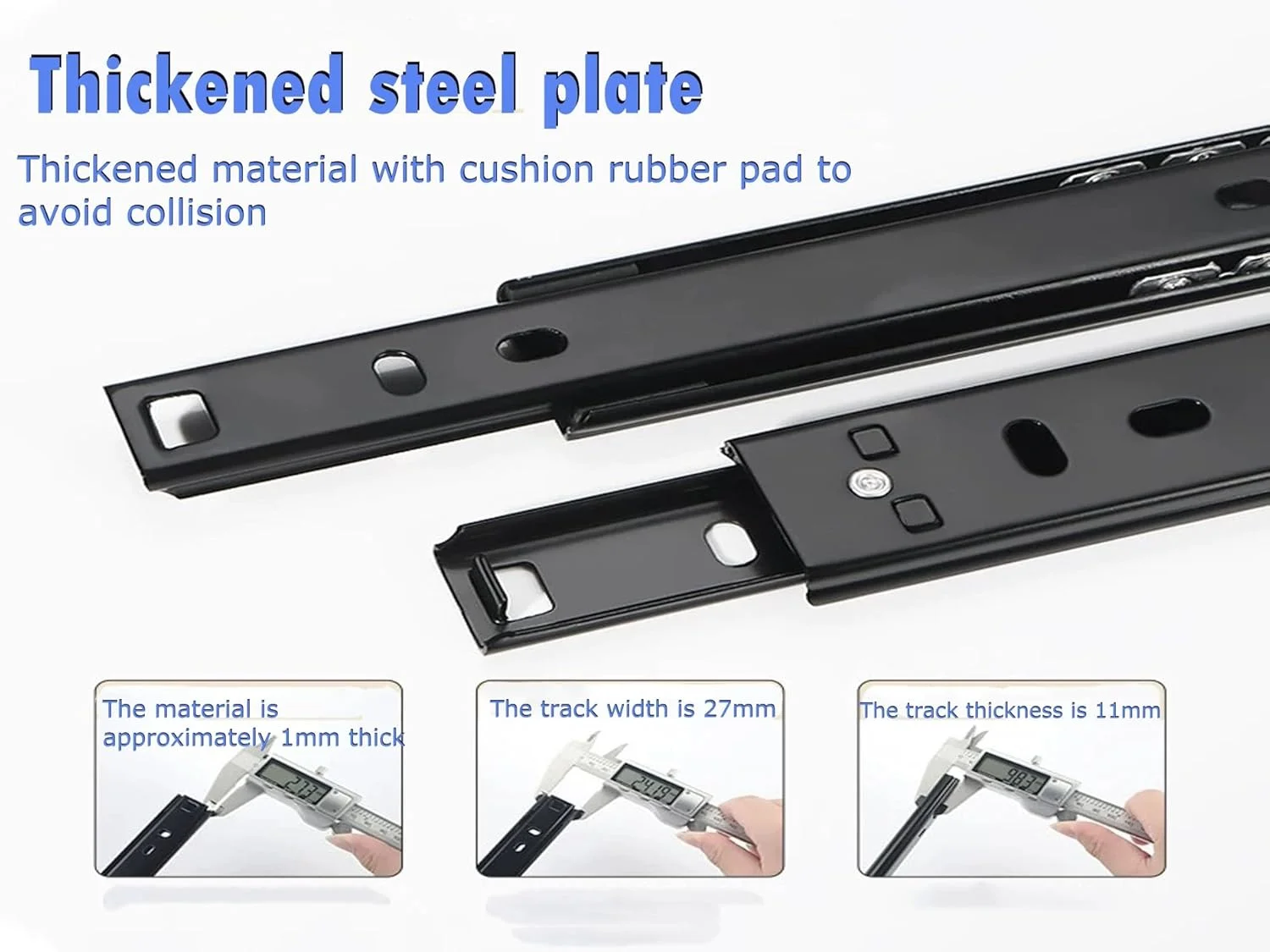ریل کشو 12 اینچی با مکانیزم آرام بند، بلبرینگ فلزی با خروج کامل، نصب جانبی مناسب برای کشوهای کمد، کابینت پرونده، سطل زباله، کابینت آشپزخانه، ریل مشکی با ظرفیت 45 کیلوگرم (جفت)