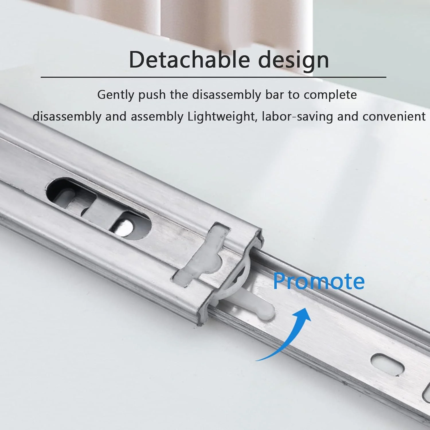 ریل کشویی سه قسمتی استیل ضد زنگ با قابلیت برگشت آرام و روان برای مبلمان، 500 میلی متر