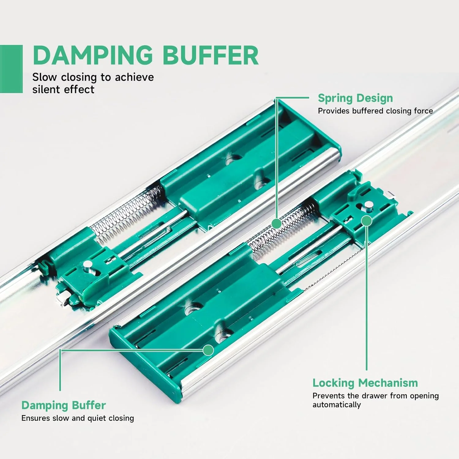 ریل کشو Hitess، 2 جفت، 50 سانتی متر، حرکت نرم و روان، باز شدن کامل، بلبرینگ سنگین، نصب جانبی