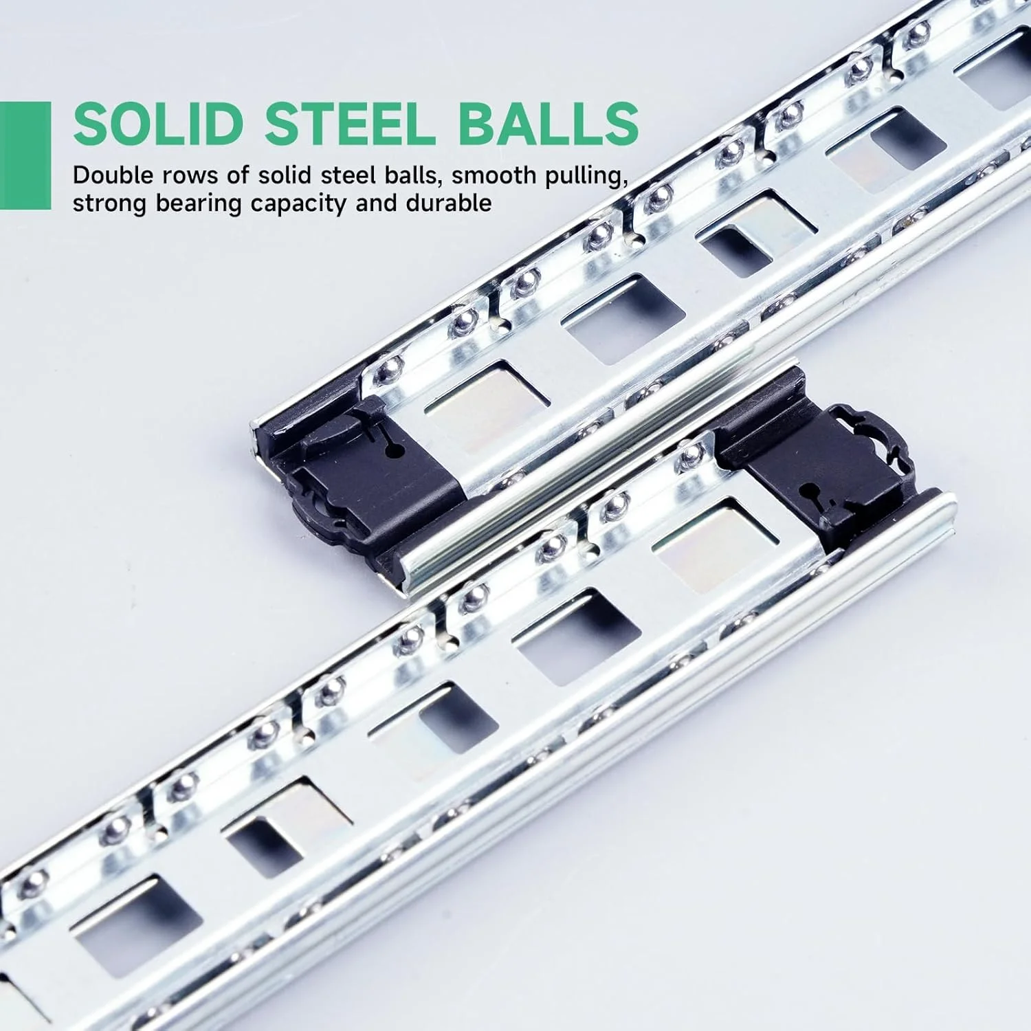 ریل کشو Hitess، 2 جفت، 50 سانتی متر، حرکت نرم و روان، باز شدن کامل، بلبرینگ سنگین، نصب جانبی