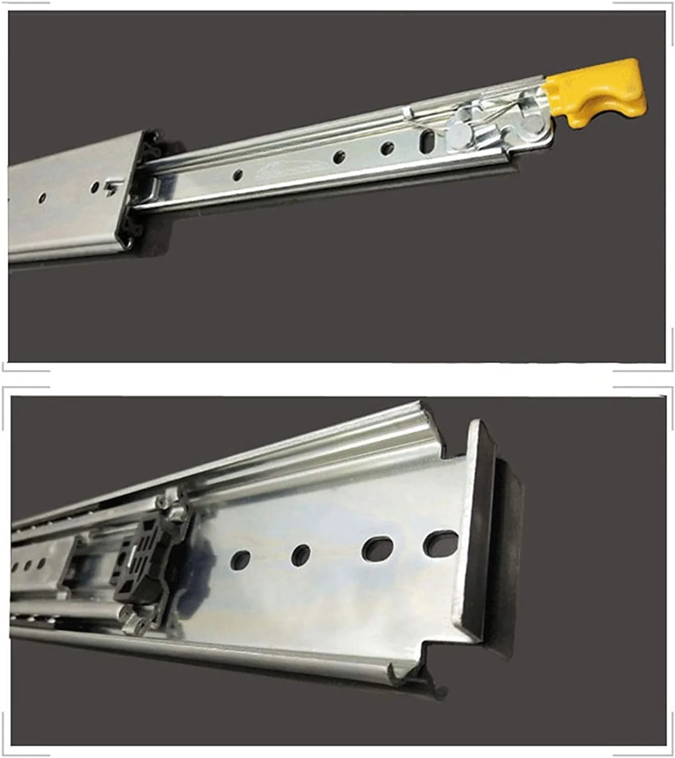 ریل کشو، ریل های سنگین صنعتی، ریل کشو سنگین، ریل های سه قسمتی با قابلیت باز شدن کامل، تحمل بار 220 کیلوگرم، 1 جفت (سایز: 600mm/24in)