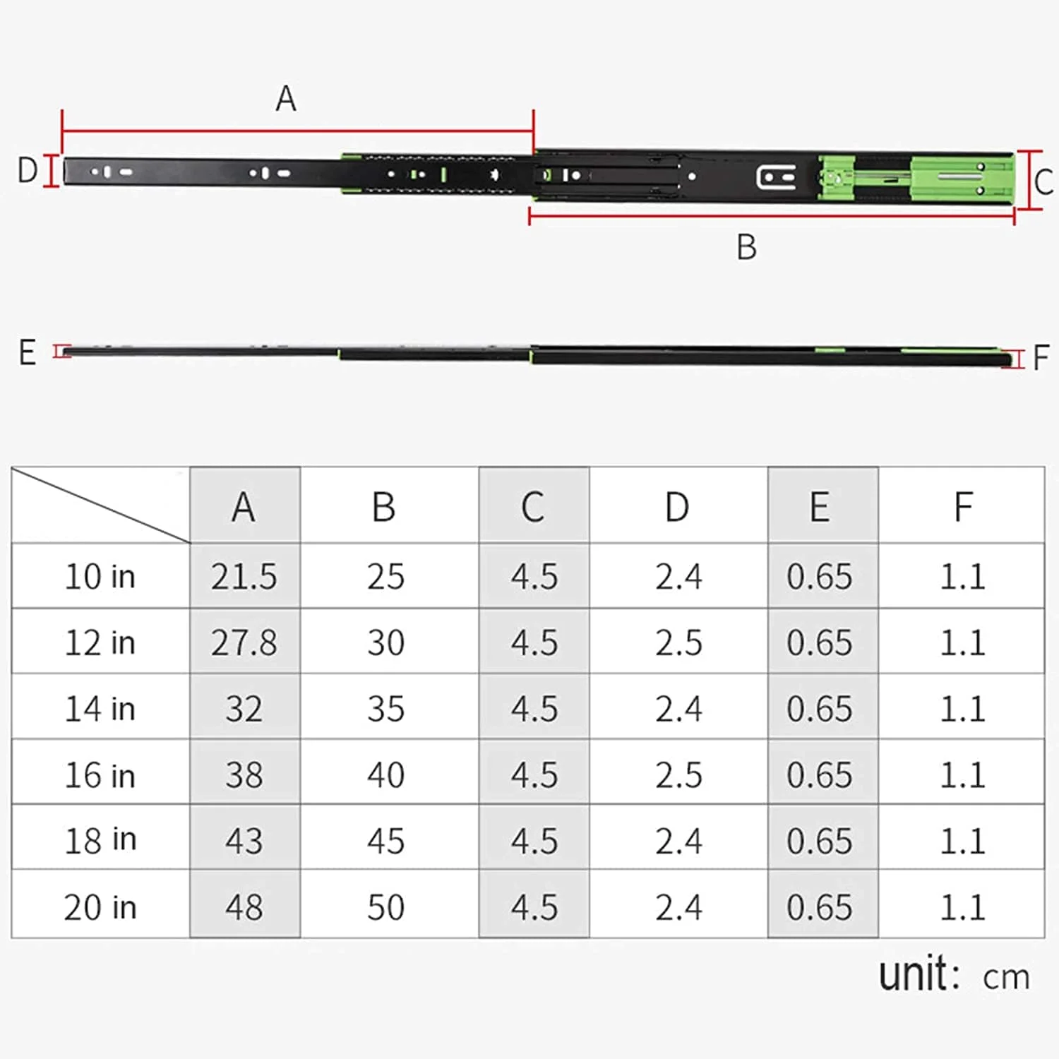 ریل کشو، ریل کشو بلبرینگ استیل ضد زنگ سه قسمتی با بافر میرایی، ریل دو قسمتی، ریل کشو سنگین برای میز و کابینت، تحمل بار 45 کیلوگرم (سایز: 350mm/14in) ریل کشو، ریل کشو بلبرینگ استیل ضد زنگ سه قسمتی با بافر میرایی، ریل دو قسمتی، ریل کشو سنگین برای میز و کابینت، تحمل بار 45 کیلوگرم (سایز: 350mm/14in)