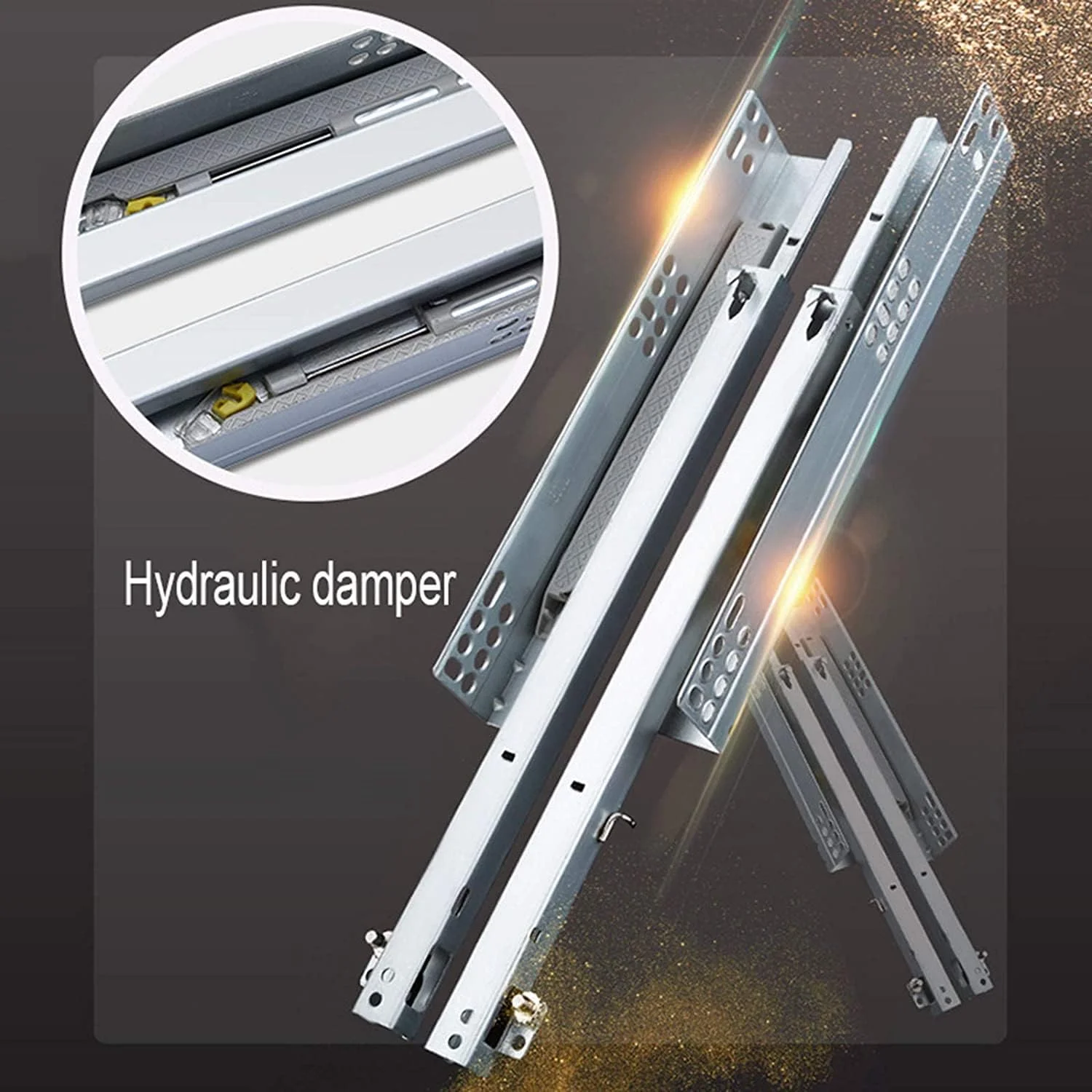 ریل کشو، ریل راهنمای کشویی مخفی پشتیبانی از پایین، دو ریل کشو بافر بی صدا خود مکش، برای پشتیبانی از صفحه کلید کشو (اندازه: 500mm/20in) ریل کشو، ریل راهنمای کشویی مخفی پشتیبانی از پایین، دو ریل کشو بافر بی صدا خود مکش، برای پشتیبانی از صفحه کلید کشو (اندازه: 500mm/20in)