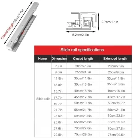 ریل کشویی ویترین، ریل کشویی بی صدا، ریل پایین کمد لباس، ریل پایین ویترین، راهنماهای بافر بی صدا، 1 جفت (2 عدد)، بلبرینگ فولادی جامد، آرام بند (40 سانتی متر / 15.7 اینچ) ریل کشویی ویترین، ریل کشویی بی صدا، ریل پایین کمد لباس، ریل پایین ویترین، راهنماهای بافر بی صدا، 1 جفت (2 عدد)، بلبرینگ فولادی جامد، آرام بند (40 سانتی متر / 15.7 اینچ)