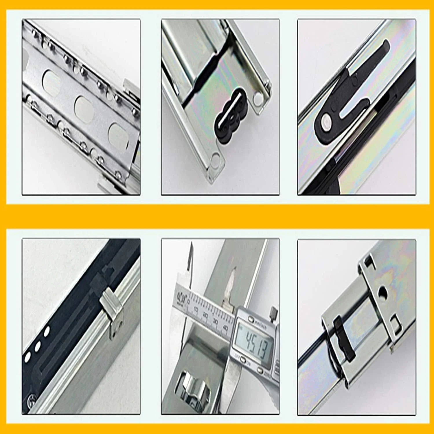 ریل اسلاید، ریل کشو با قابلیت باز شدن کامل، ریل کشو قفسه آشپزخانه، با بالشتک میرایی بی صدا، نصب قابل تنظیم از پایین، تحمل بار 45 کیلوگرم (رنگ: میرایی، اندازه: 400 میلی متر) ریل اسلاید، ریل کشو با قابلیت باز شدن کامل، ریل کشو قفسه آشپزخانه، با بالشتک میرایی بی صدا، نصب قابل تنظیم از پایین، تحمل بار 45 کیلوگرم (رنگ: میرایی، اندازه: 400 میلی متر)