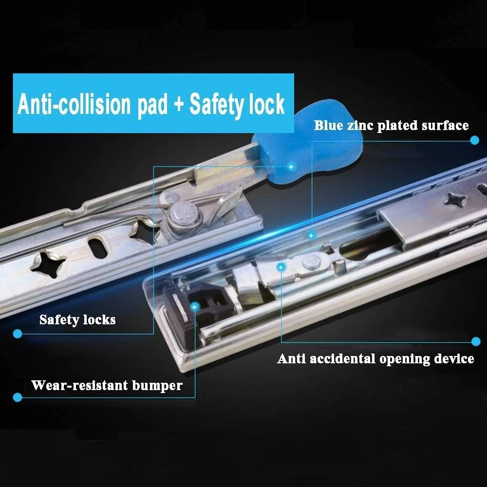 ریل کشو، ریل های صنعتی سنگین و تمام بازشو با قفل و بلبرینگ، ریل های ضخیم سه قسمتی با بستن نرم و بی صدا (سایز: 1300mm/52in) ریل کشو، ریل های صنعتی سنگین و تمام بازشو با قفل و بلبرینگ، ریل های ضخیم سه قسمتی با بستن نرم و بی صدا (سایز: 1300mm/52in)
