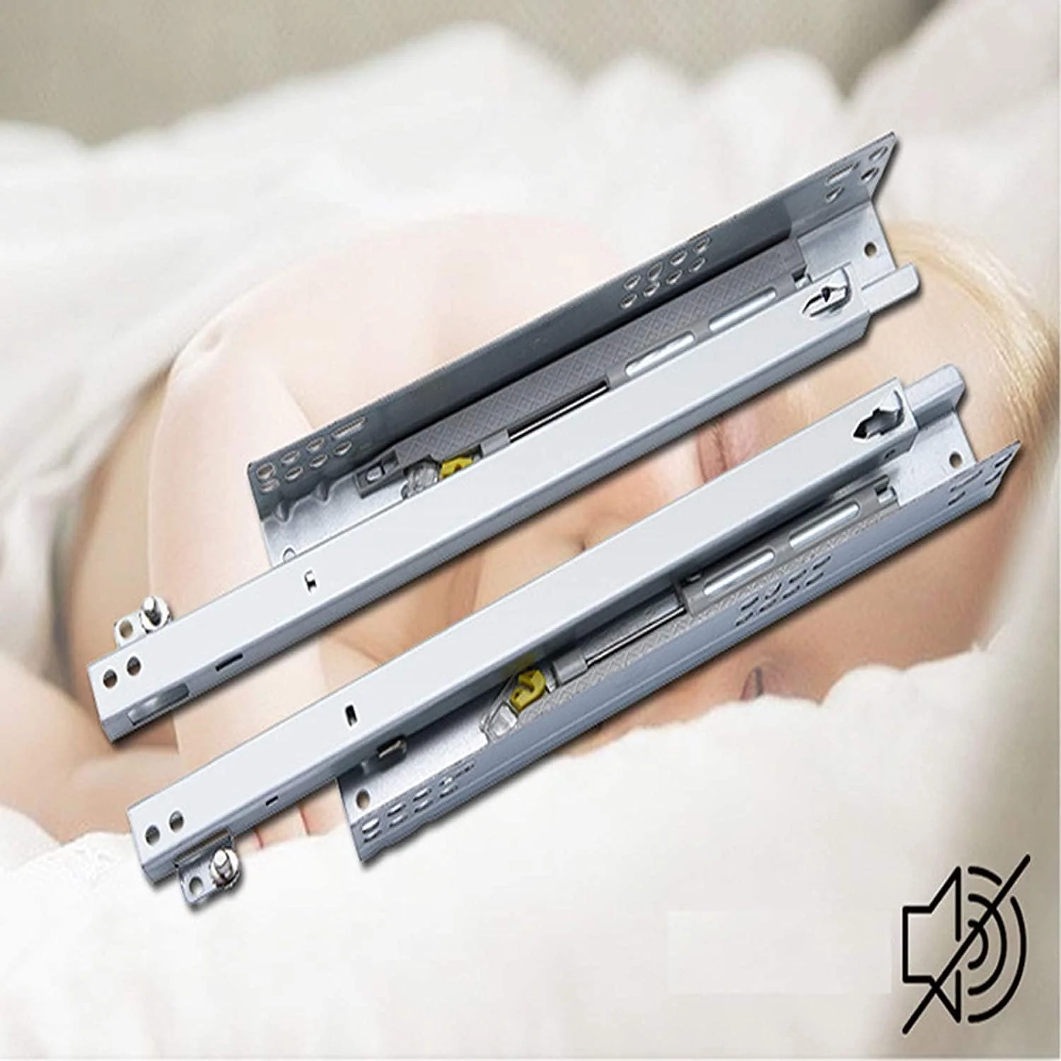 ریل کشو، ریل راهنمای کشویی مخفی پشتیبانی از پایین، دو ریل کشو بافر بی صدا خود مکش، برای پشتیبانی از صفحه کلید کشو (اندازه: 500mm/20in) ریل کشو، ریل راهنمای کشویی مخفی پشتیبانی از پایین، دو ریل کشو بافر بی صدا خود مکش، برای پشتیبانی از صفحه کلید کشو (اندازه: 500mm/20in)