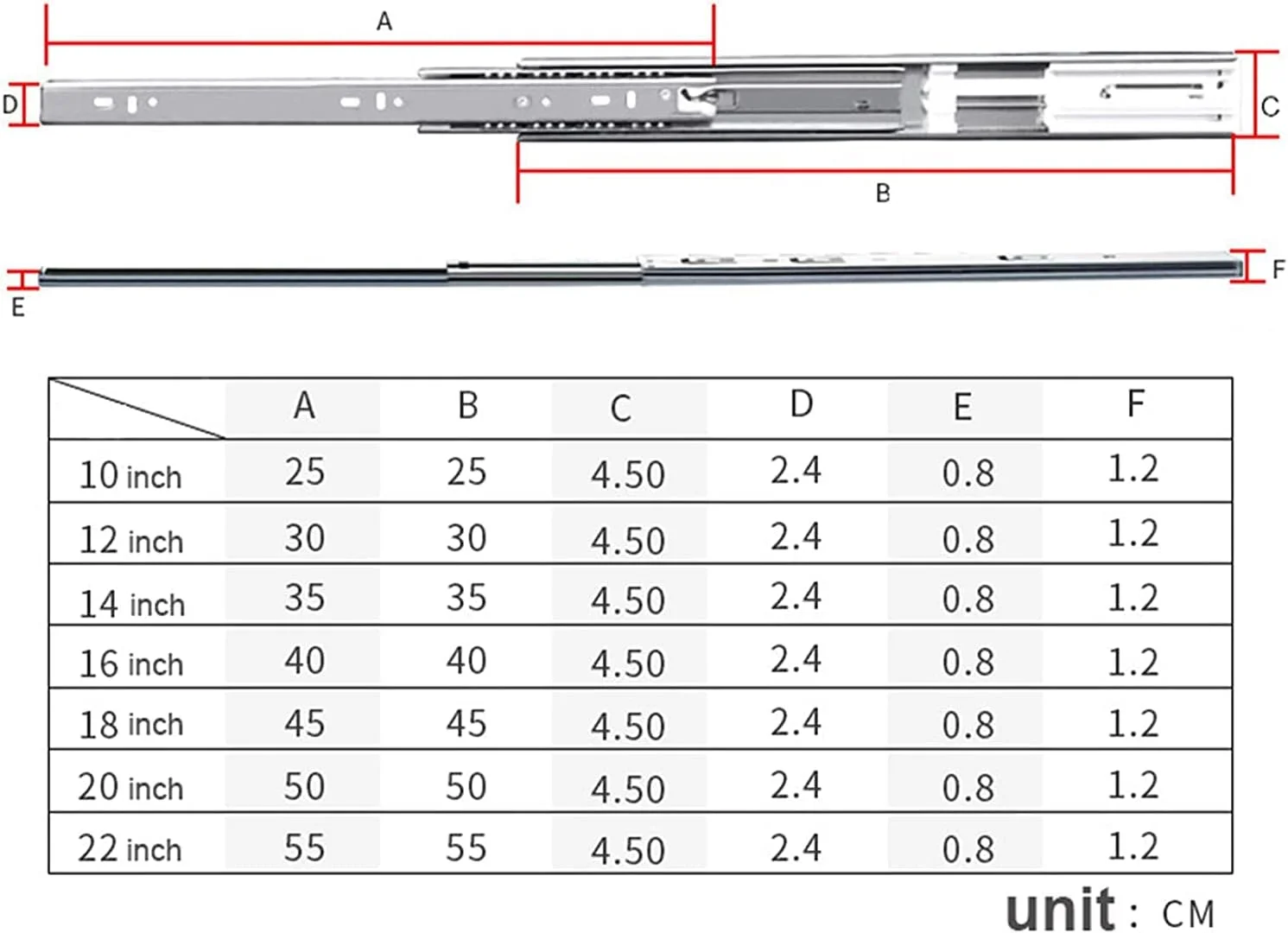 ریل کشو، ریل کشو استیل ضد زنگ 304، ریل های برگشتی سه تایی با قابلیت باز شدن کامل، ریل های کابینت، ریل های کشویی، نصب جانبی میرایی، تحمل بار 45 کیلوگرم، 1 جفت (2 عدد) ریل کشو، ریل کشو استیل ضد زنگ 304، ریل های برگشتی سه تایی با قابلیت باز شدن کامل، ریل های کابینت، ریل های کشویی، نصب جانبی میرایی، تحمل بار 45 کیلوگرم، 1 جفت (2 عدد)