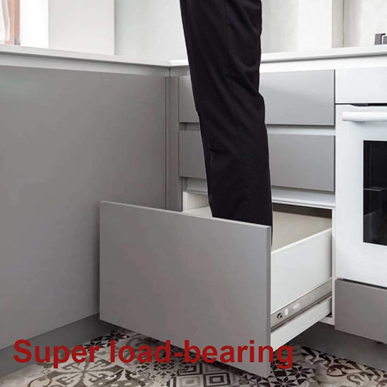 ریل کشو، ریل کشو بلبرینگ استیل ضد زنگ سه قسمتی با بافر میرایی، ریل دو قسمتی، ریل کشو سنگین برای میز و کابینت، تحمل بار 45 کیلوگرم (سایز: 350mm/14in) ریل کشو، ریل کشو بلبرینگ استیل ضد زنگ سه قسمتی با بافر میرایی، ریل دو قسمتی، ریل کشو سنگین برای میز و کابینت، تحمل بار 45 کیلوگرم (سایز: 350mm/14in)