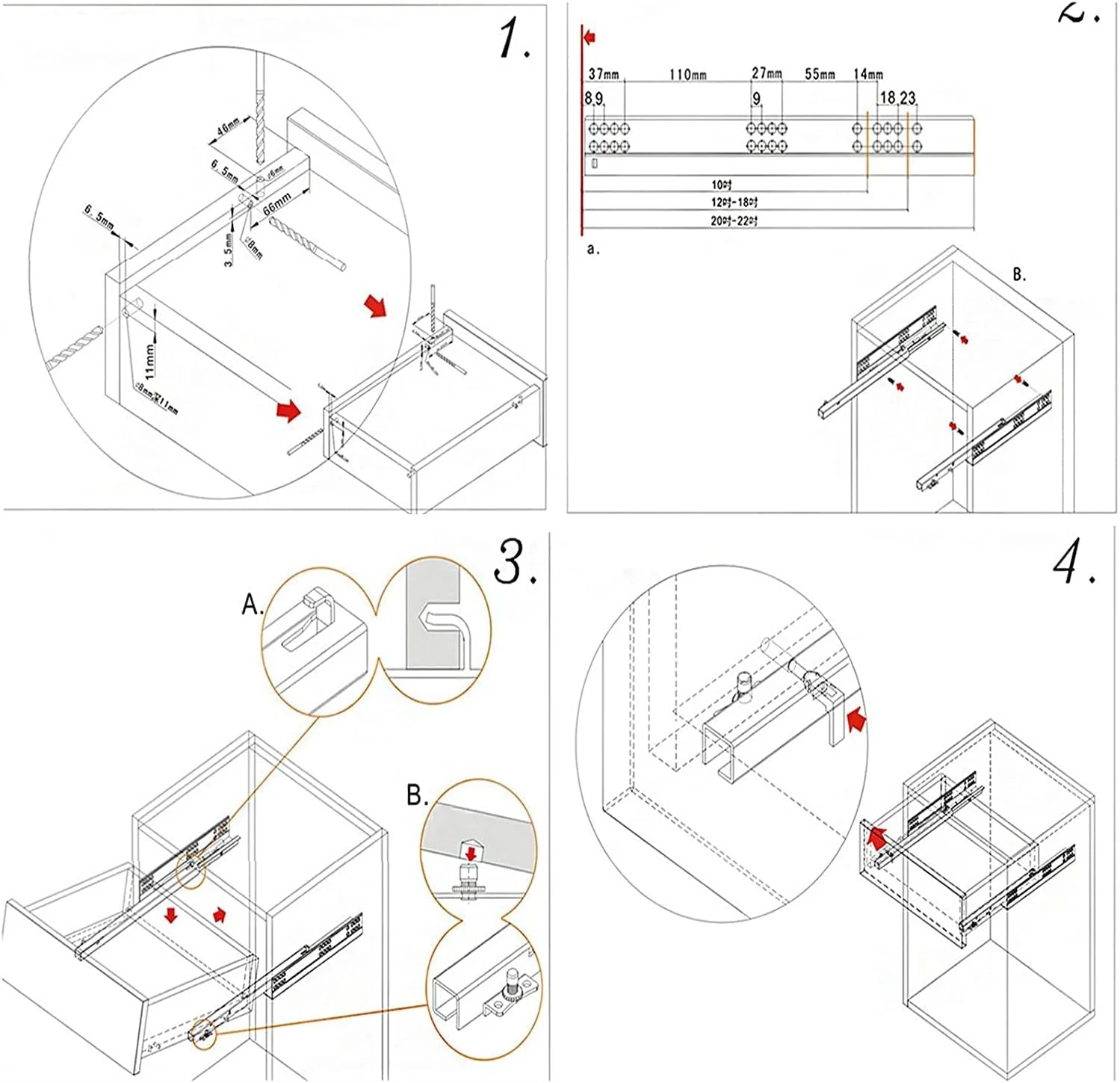 ریل کشویی کشو، ریل راهنمای کشویی مخفی با پشتیبانی کامل، دو ریل کشویی با بسته شدن نرم و بی صدا ریل کشویی کشو، ریل راهنمای کشویی مخفی با پشتیبانی کامل، دو ریل کشویی با بسته شدن نرم و بی صدا