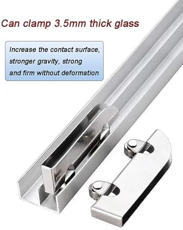 ریل های کشویی ویترین، کیت مسیر درب شیشه ای کشویی 5 میلی متری | ریل راهنمای آلومینیومی دو کاناله ضد زنگ با غلتک های بی صدا، ایده آل برای کابینت ها و کمد لباس (130 سانتی متر / 51 اینچ) - عملکرد روان و آسان