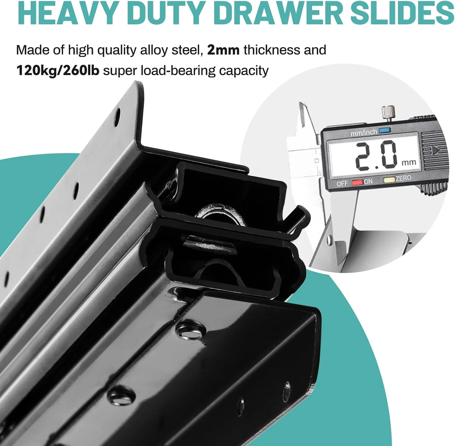 ریل کشویی سنگین YJINGRUI با نصب کف، 800 میلی متر - 1850 میلی متر، براکت کف ریل کشو، ریل های فلزی بلبرینگ، مناسب برای پله ها، کابینت های دیواری و کمد لباس، ظرفیت بار 120 کیلوگرم، 1 جفت ریل کشویی سنگین YJINGRUI با نصب کف، 800 میلی متر - 1850 میلی متر، براکت کف ریل کشو، ریل های فلزی بلبرینگ، مناسب برای پله ها، کابینت های دیواری و کمد لباس، ظرفیت بار 120 کیلوگرم، 1 جفت