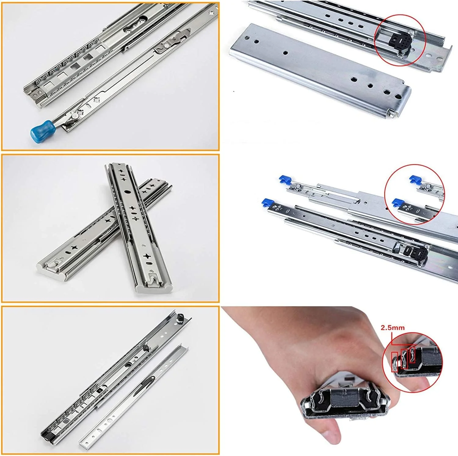 ریل کشویی کشو، ریل کشویی توپی فولادی سنگین سه بخشی، ریل کشویی کشو با قابلیت باز شدن کامل با ریل کشویی بلبرینگ قفل شونده، نصب جانبی (اندازه: 1150mm/46in) ریل کشویی کشو، ریل کشویی توپی فولادی سنگین سه بخشی، ریل کشویی کشو با قابلیت باز شدن کامل با ریل کشویی بلبرینگ قفل شونده، نصب جانبی (اندازه: 1150mm/46in)