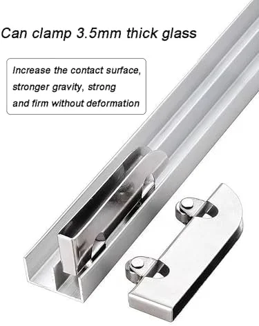 ریل های ویترین شیشه ای، ریل شیشه ای اکریلیک ضخیم شده 5 میلی متری درب کشویی ویترین دو مسیره، لوازم جانبی چرخ ریل آلیاژ آلومینیوم (150 سانتی متر / 59 اینچ)