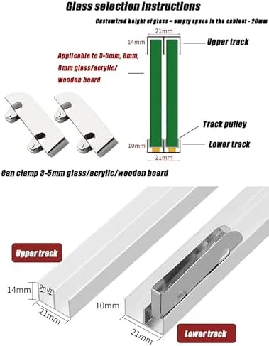 ریل های کشویی ویترین، ریل کشویی ویترین - ریل های آلومینیومی دو کاناله برای درهای اکریلیک/شیشه ای 5-8 میلی متری، راهنمای شیار کوهستانی با غلتک های ضد پرش (190 سانتی متر / 74.8 اینچ) ریل های کشویی ویترین، ریل کشویی ویترین - ریل های آلومینیومی دو کاناله برای درهای اکریلیک/شیشه ای 5-8 میلی متری، راهنمای شیار کوهستانی با غلتک های ضد پرش (190 سانتی متر / 74.8 اینچ)