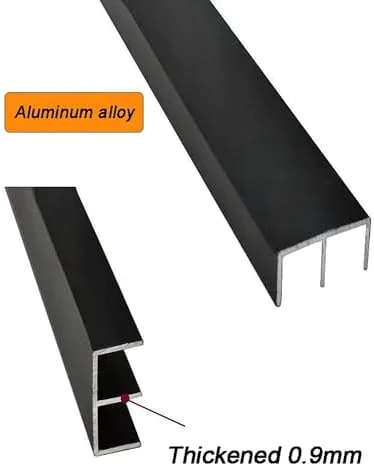 ریل کشویی ویترین، ریل درب شیشه ای دو کاناله 5 میلی متری سنگین - کیت آلومینیومی مشکی برای ویترین ها، قفسه های کتاب و کمد لباس با غلتک های روان (140 سانتی متر)