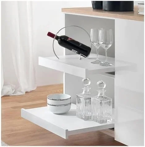 ریل کشویی ویترین، ریل کشویی بلبرینگ سنگین، 3 بخش، نصب از پایین، ریل کشویی بافر میرایی، ویترین کابینت، سخت افزار مبلمان با مسیر بی صدا و پنهان