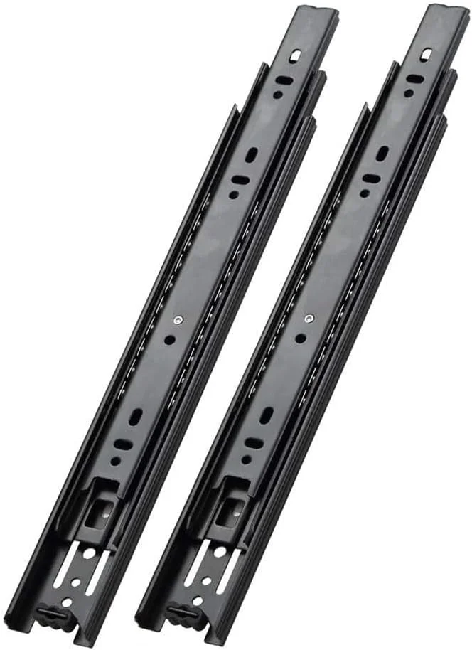 ریل کشو دو تکه با قابلیت باز شدن کامل، نصب جانبی، بلبرینگ، مناسب کمد، دراور، ریل های کمد لباس، سطل زباله آشپزخانه، طول 24 سانتی متر (مشکی) ریل کشو دو تکه با قابلیت باز شدن کامل، نصب جانبی، بلبرینگ، مناسب کمد، دراور، ریل های کمد لباس، سطل زباله آشپزخانه، طول 24 سانتی متر (مشکی)