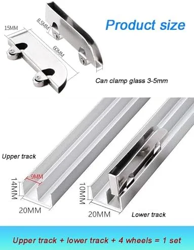 ریل های ویترین شیشه ای، لوازم جانبی چرخ های ریلی آلیاژ آلومینیوم، ریل دوبل درب کشویی شیشه ای ویترین با ضخامت 5 میلی متر (طول 160 سانتی متر / 63 اینچ) ریل های ویترین شیشه ای، لوازم جانبی چرخ های ریلی آلیاژ آلومینیوم، ریل دوبل درب کشویی شیشه ای ویترین با ضخامت 5 میلی متر (طول 160 سانتی متر / 63 اینچ)