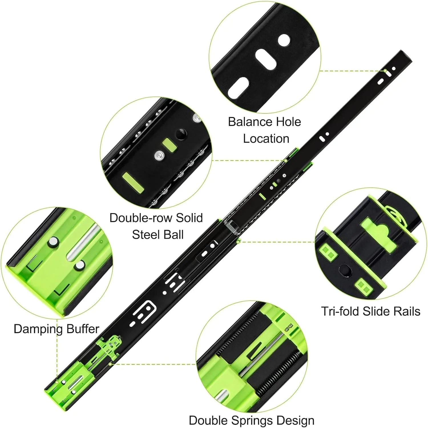 ریل کشو آرام بند دفسدار 2 عددی، ریل کشو با باز شدن کامل 3 لایه، ریل بلبرینگ استیل ضد زنگ ضخیم تر، مسیر ریل کابینت (30 سانتی متر) ریل کشو آرام بند دفسدار 2 عددی، ریل کشو با باز شدن کامل 3 لایه، ریل بلبرینگ استیل ضد زنگ ضخیم تر، مسیر ریل کابینت (30 سانتی متر)