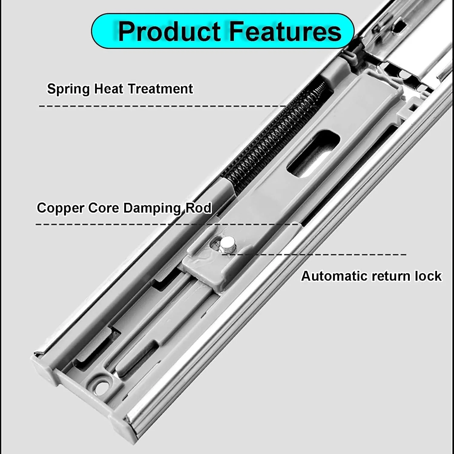 ریل کشویی نرم بسته شو Defsedar، طول 35 سانتی متر، ریل کشو، رانر کابینت با بلبرینگ استیل ضد زنگ، طراحی ضخیم تر 3 لایه برای حرکت روان