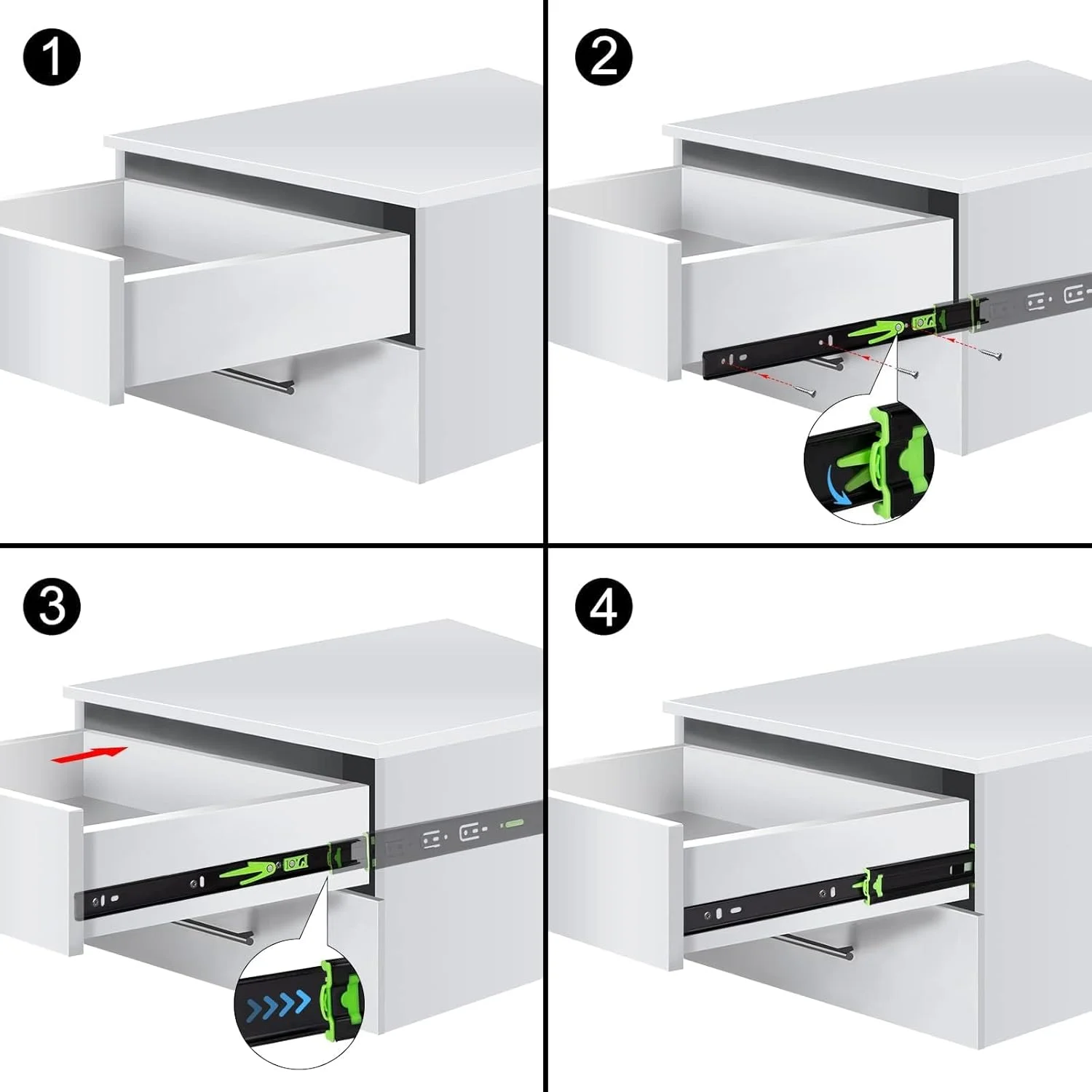 ریل کشو آرام بند دفسدار 2 عددی، ریل کشو با باز شدن کامل 3 لایه، ریل بلبرینگ استیل ضد زنگ ضخیم تر، مسیر ریل کابینت (30 سانتی متر) ریل کشو آرام بند دفسدار 2 عددی، ریل کشو با باز شدن کامل 3 لایه، ریل بلبرینگ استیل ضد زنگ ضخیم تر، مسیر ریل کابینت (30 سانتی متر)